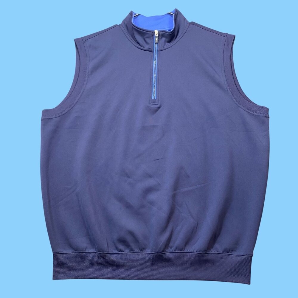 F&G Tech Mens Navy Sleeveless Quarter-Zip Performance Vest SZ XL Golf Pullover